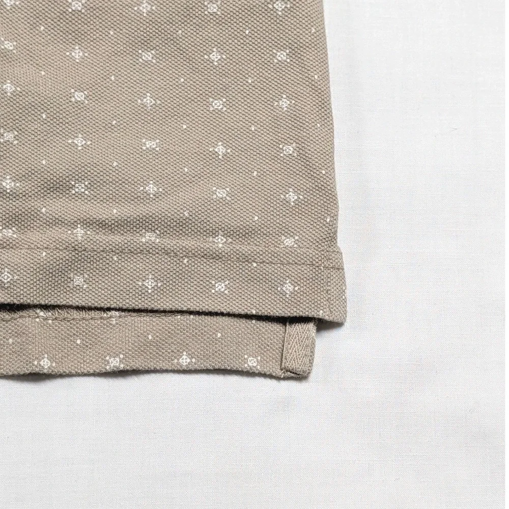Levi's Mens Short Sleeve Pique Polo Shirt Tan Geometric Cross Pattern Large